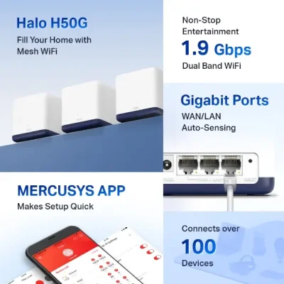 Halo H50G AC1900 Whole Home Mesh Wi-Fi System (3-pack) - Image 4