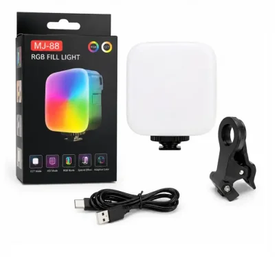 MJ-88 RGB LED Video Light for Mobile & Laptop Rechargeable Portable Fill Light for Video Call, Live Streaming & Content Creation - Image 2