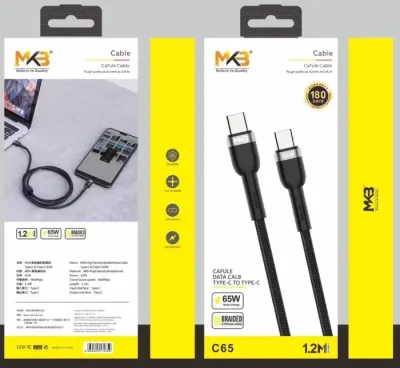 MKB C65 Braided 65W TYPE-C To TYPE-C Data Cable - Image 2