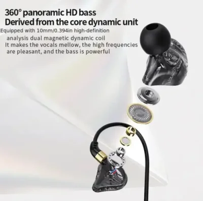 MKB M800 HiFi Bass Double Dynamic Earphones - Image 3