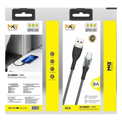 MKB UC6 USB-TPYEC/6A hight power/Transparent board display light/hight density braided Data cable - Image 2