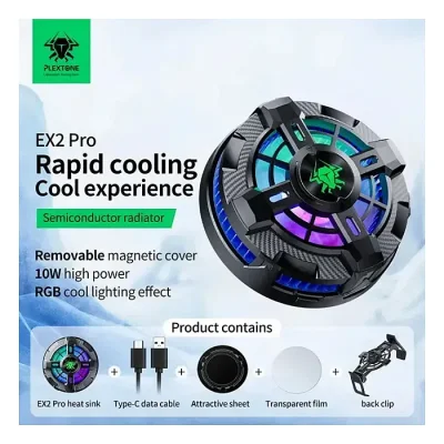 Plextone EX2 Pro Mobile Phone Cooler RGB Gaming Cooler Radiator - Image 4