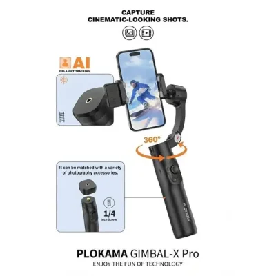 PLOKAMA Gimbal-x5 pro Tripod AI with Ring Magnetic for Smartphones up to 7 Inch - Image 3