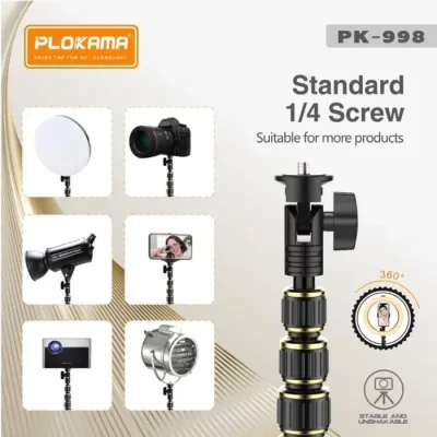 Plokama PK-998 Photograph Tripod & Selfie Stick Multiple Device Usage Height Adjut Stable and Linshakable with Remote control (200CM) - Image 3