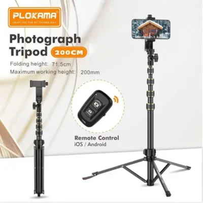 Plokama PK-998 Photograph Tripod & Selfie Stick Multiple Device Usage Height Adjut Stable and Linshakable with Remote control (200CM) - Image 4