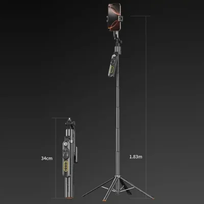 Q625 AI Tracking Bluetooth-Compatible Quadripod Selfie Stick tripod 1.83m with H-Shape Fill Light Anti-Shake - Image 4