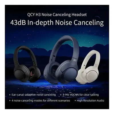 QCY H3S Dual Driver -56dB ANC Overhead Headphone - Image 2