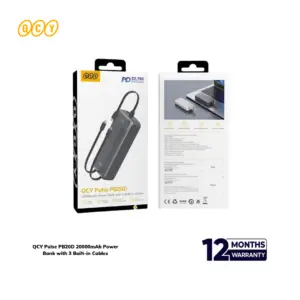 QCY Pulse PB20D 20000mAh Power Bank with 3 Built-in Cables - Image 2