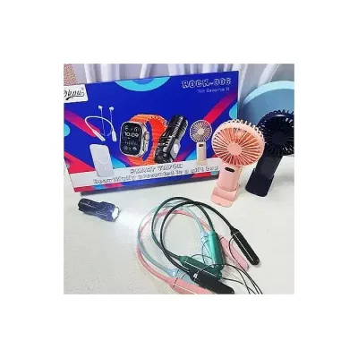 ROCK006 Smartwatch Set Free Neckband Fan Power Bank Torch Light Smartwatch Gift box set-Multi-Accessory Premium Combo - Image 4