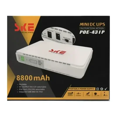SKE POE-431P DC Mini UPS 8800mAh Battery Input 100V~240V AC, Output Power 17W, Output USB DC 5V/9V/12V, POE 15V/24V - Image 4
