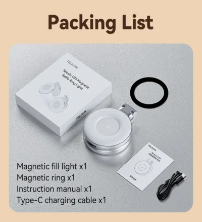 TELESIN C03 Magnetic Selfie Light 3-in-1 Magnetic Selfie Light Compatible With Magsafe CRI97 360° LED Phone Light With Mirror For IPhone/Android For Selfie/Photography/TikTok/Zoom Calls/Video - Image 4