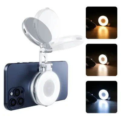 TELESIN C03 Magnetic Selfie Light 3-in-1 Magnetic Selfie Light Compatible With Magsafe CRI97 360° LED Phone Light With Mirror For IPhone/Android For Selfie/Photography/TikTok/Zoom Calls/Video - Image 1
