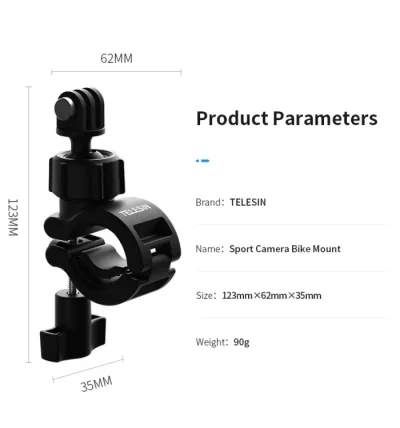 TELESIN DJ-HBM-001 OSMO ACTION BIKE MOUNT Camera Handlebar Mount Motorcycle Bike Mount Bicycle Holder 360° Rotation 20mm-32mm Adjustable Diameter Replacement - Image 2