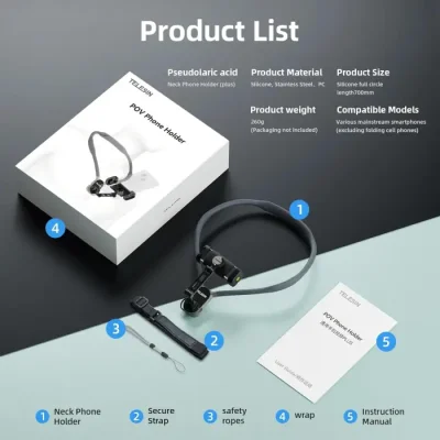 TELESIN S2-HNB-02 Neck Phone Holder POV/Vlog Neck Mount for Phones with Phone Clip mount - Image 3