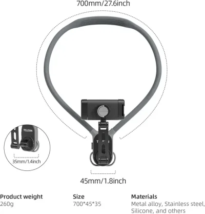 TELESIN S2-HNB-02 Neck Phone Holder POV/Vlog Neck Mount for Phones with Phone Clip mount - Image 4