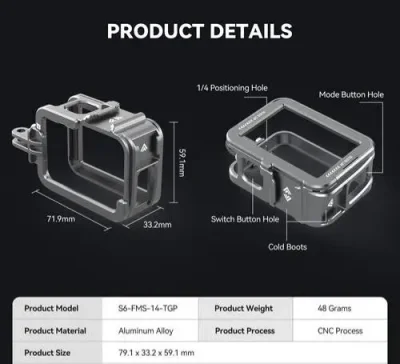 Telesin S6-FMS-14-TGP Metal Combo Cage for GoPro Hero 13 - Image 6
