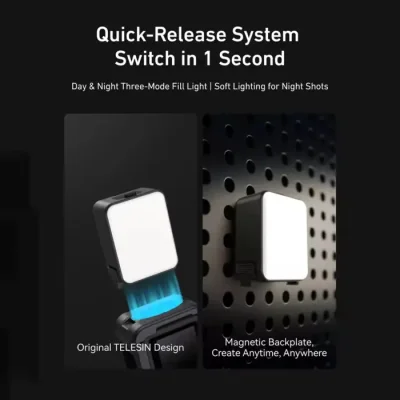 TELESIN TSBGD08-01 Quick Release Beauty Mini Fill Light for DJI Osmo Action 3/4/5 Pro - Black - Image 4