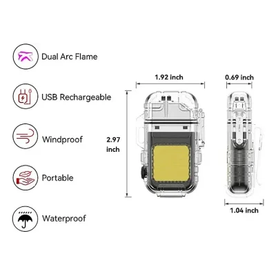 Transparent Rechargeable Lighter Waterproof ARC Electric USB Camping Flash light - Image 3