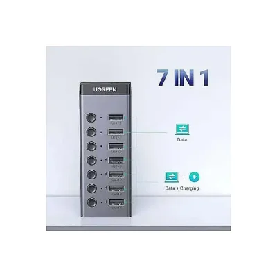 UGREEN CM481 7-Port USB 3.0 Powered Hub 5Gbps with Individual Switch & 12V Adapter (30778) - Image 2