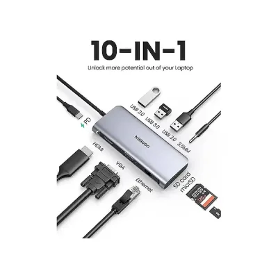 UGREEN CM179 10-in-1 USB-C Hub 4K HDMI VGA PD 100W Ethernet Adapter - Image 2