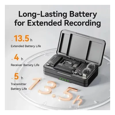 ULANZI A100 Wireless Lavalier Microphone Lapel Mic for Camera and Phone Type C/3.5mm/Plug, 32KHz 16Bit, Noise Cancellation, 13.5-Hour Battery, Clip on Microphone for Video Podcast Vlog YouTube - Image 3