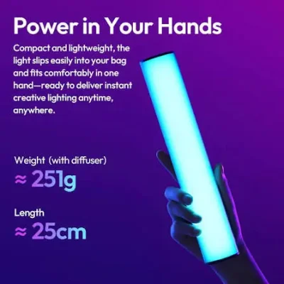 Ulanzi B15RGB Handheld RGB Tube Light 15W with Magnetic Mount and Diffuser - Image 4