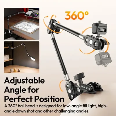 Ulanzi CO78 Super Clamp with Magic Arm Kit  Phone Holder, Heavy Duty Desk & Tube Mount for Smartphones, Cameras, Lights, Monitors, Compatible with iPhone & Android - Image 5