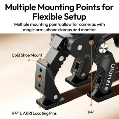 Ulanzi CO78 Super Clamp with Magic Arm Kit  Phone Holder, Heavy Duty Desk & Tube Mount for Smartphones, Cameras, Lights, Monitors, Compatible with iPhone & Android - Image 9