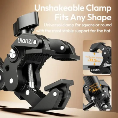 Ulanzi CO78 Super Clamp with Magic Arm Kit  Phone Holder, Heavy Duty Desk & Tube Mount for Smartphones, Cameras, Lights, Monitors, Compatible with iPhone & Android - Image 7