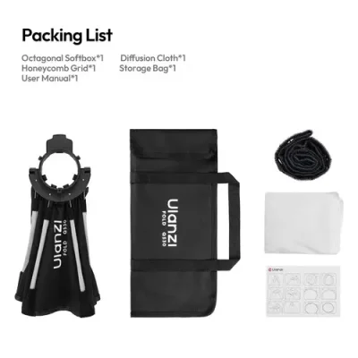 Ulanzi FOLD QS30 Mini Bowens Mount Octagon Softbox (30cm) (No stan / No light) - Image 6