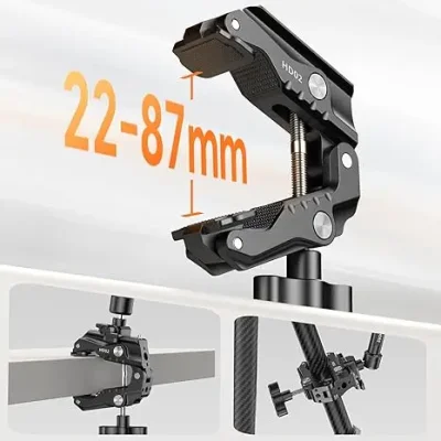 ULANZI HD02 10" Camera Magic Arm Super Clamp Kit with 360° Ball Head,Heavy-Duty Super Clamp,6.6lbs Load, 1/4"-20 & 3/8"-16 Mount, ARRI Pins, NATO Rail Articulating Friction Arm for DSLR/Monitor/Light - Image 4