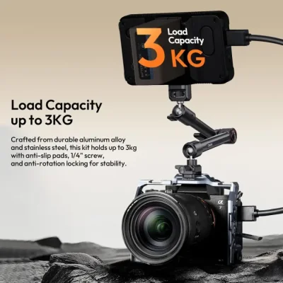 ULANZI HD02 10" Camera Magic Arm Super Clamp Kit with 360° Ball Head,Heavy-Duty Super Clamp,6.6lbs Load, 1/4"-20 & 3/8"-16 Mount, ARRI Pins, NATO Rail Articulating Friction Arm for DSLR/Monitor/Light - Image 2
