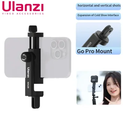 Ulanzi MA28 Phone Stand Clamp Gopro Tripod Mount 360 Rotation Phone Clip with Cold Shoe for Microphone Led Video Vlog Live - Image 2