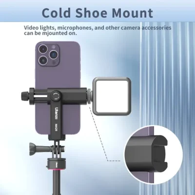 Ulanzi MA28 Phone Stand Clamp Gopro Tripod Mount 360 Rotation Phone Clip with Cold Shoe for Microphone Led Video Vlog Live - Image 3