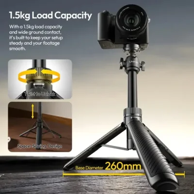 Ulanzi MT90 Cka Quick-Release mini Tripod for 5 Levels of Extendable, for Pocket 3/4 & Insta360 Luna For Both Tripod/Monopod, 8.3 - 24.4 - Image 4