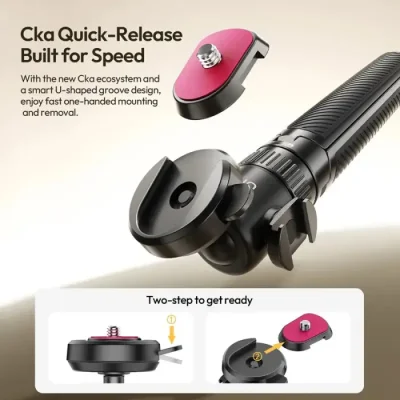 Ulanzi MT90 Cka Quick-Release mini Tripod for 5 Levels of Extendable, for Pocket 3/4 & Insta360 Luna For Both Tripod/Monopod, 8.3 - 24.4 - Image 6