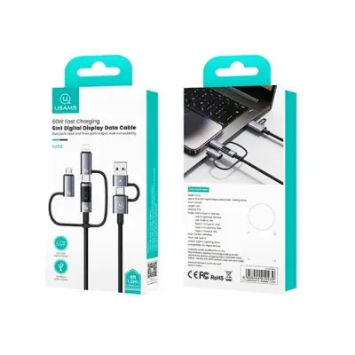 USAMS SJ713 60W Fast Charging 6 in 1 Display Data Cable - Image 2