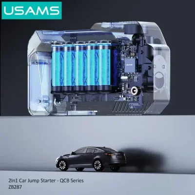 USAMS ZB287 QCB Series 2-in-1 60W 8000mAh Car Jump Starter with Air Compressor Inflator - Image 4