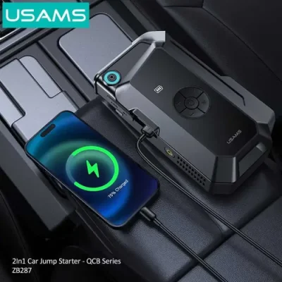 USAMS ZB287 QCB Series 2-in-1 60W 8000mAh Car Jump Starter with Air Compressor Inflator - Image 3