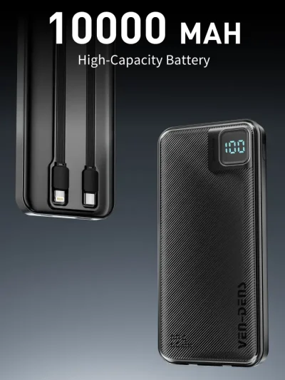 VEN-DENS VD-PB060 10000mAh 22.5W Power Bank with Built-in Cables - Image 3