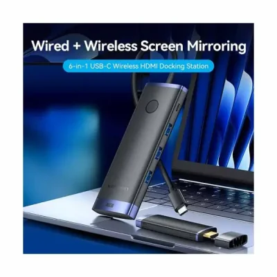 VENTION  TPVBB USB-C to HDMI + USB 3.2 Gen 1 Type C + USB 3.0*3 + PD Power Supply Wireless HDMI  Docking Station 0.15M Black - Image 2