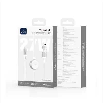 WiWU Titanlink Wi-C105 27w Powerful 2-in-1 Wireless charging cable - Image 4