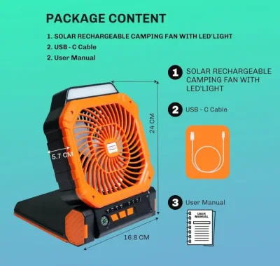 X16 Solar Rechargeable Fan - Image 5