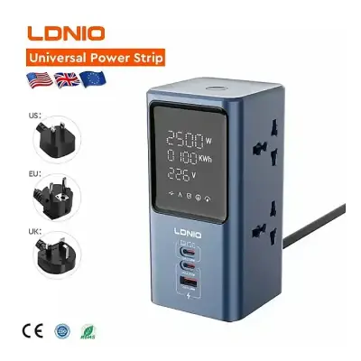 LDNIO SC2 Universal Power Socket Wall Mount Strip With PD USB...