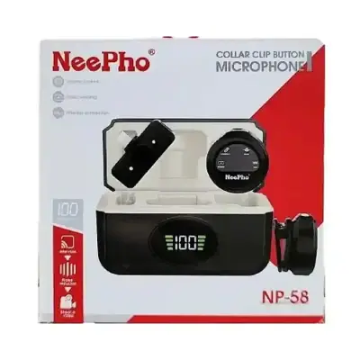 NeePho NP-58 wireless microphone Collar Clip Button – Best for Vlogging, YouTube, Live Streaming & Interviews