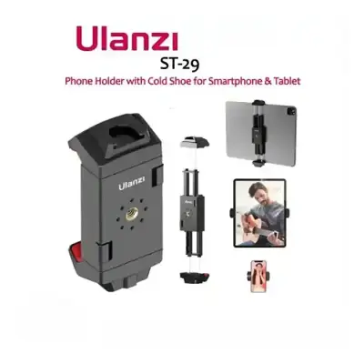 Ulanzi ST-29 Tripod Mount Universal for Tablet and Phone Holder With Cold Shoe Support Horizontal and Vertical Shooting