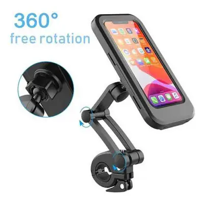 360 Degree Waterproof Mobile Holder for Bike & Cycle (Black)