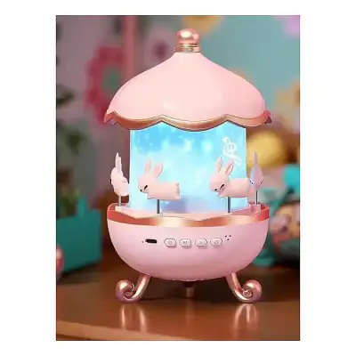 Bunny Carousel Night Light Projector for babys Rotating Cabin...