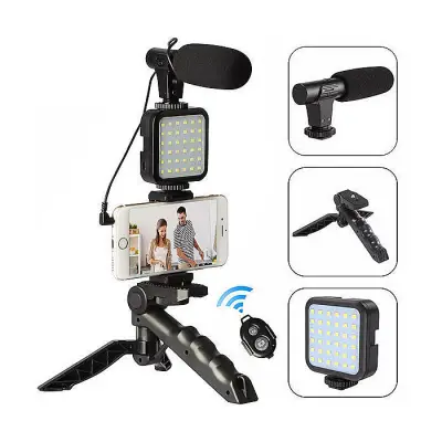 AY-49 Video Vlogger Kits Microphone LED Fill Light Mini Tripod...
