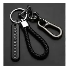 Anti-Lost Car Key Pendant Split Rings Keychain Phone Number Key...
